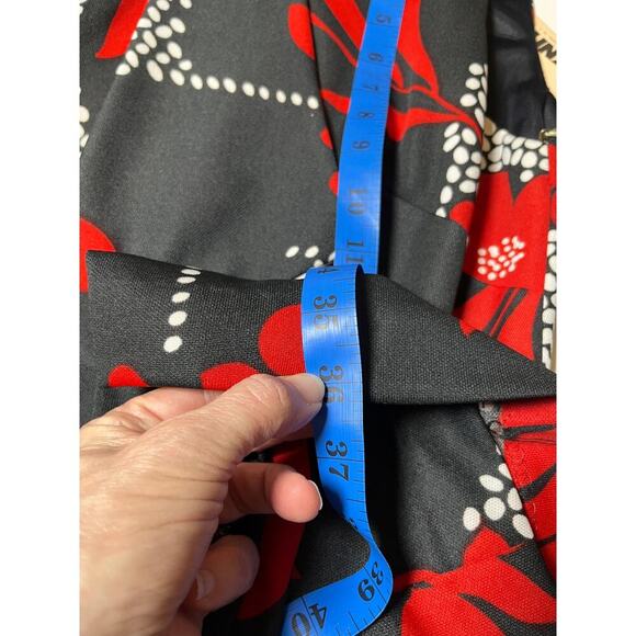 Vintage 60s Sears Crestknit Mod Dress XS S Tag Jr 9 Black‎ Red Floral Scarf Mod - Picture 13 of 13